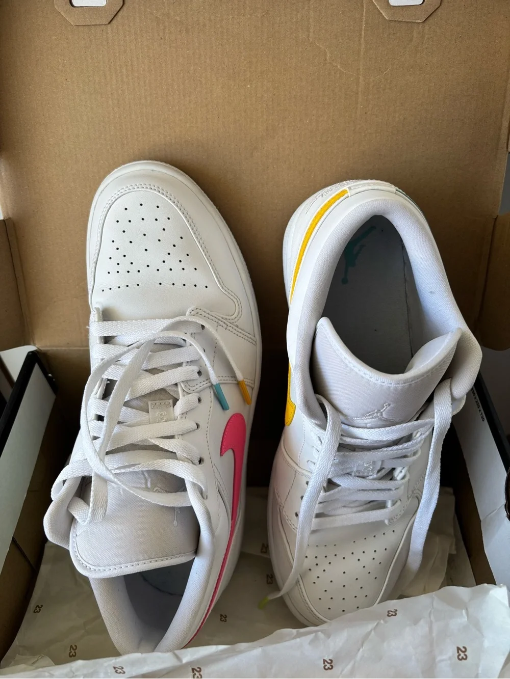 Jordan Air Jordan 1 Low White Multi-Color Swoosh Men's Sneaker CW7033-100
